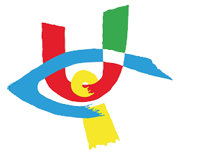 Logo of the Unione Italiana dei Ciechi e degli Ipovedenti (UICI): it shows three letters (U,I,C), overlapping, with different colors