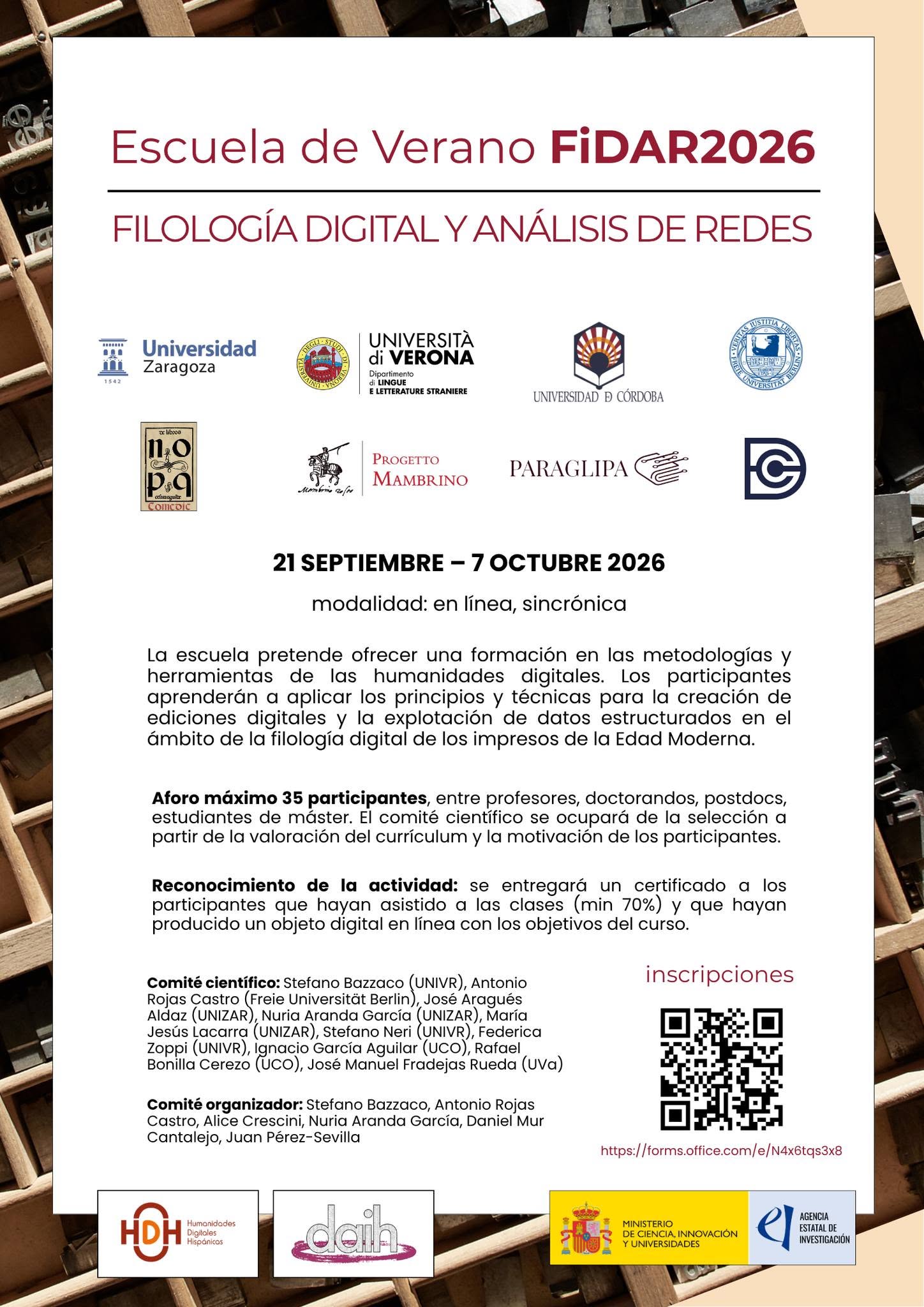Poster of the event with details on the programme. See text in the page.